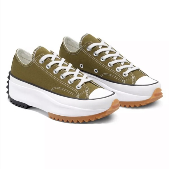 Converse Run Star Hike Low Top Platform Sneaker Olive Green M13/W14.5 - Picture 9 of 10